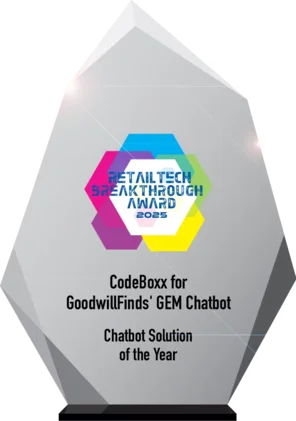 RetailTech Breakthrough Award 2025 — CodeBoxx for GoodwillFinds' GEM Chatbot, Chatbot Solution of the Year