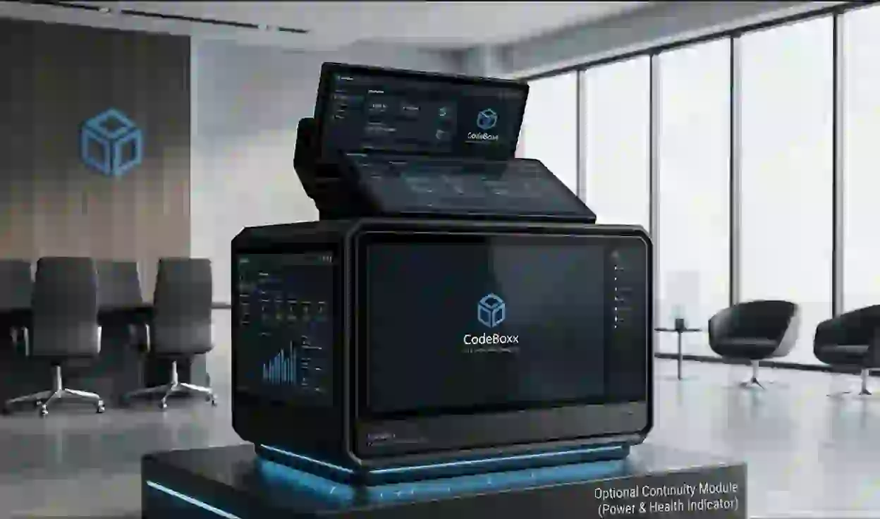 The CrewKit Forge 20 appliance in a boardroom